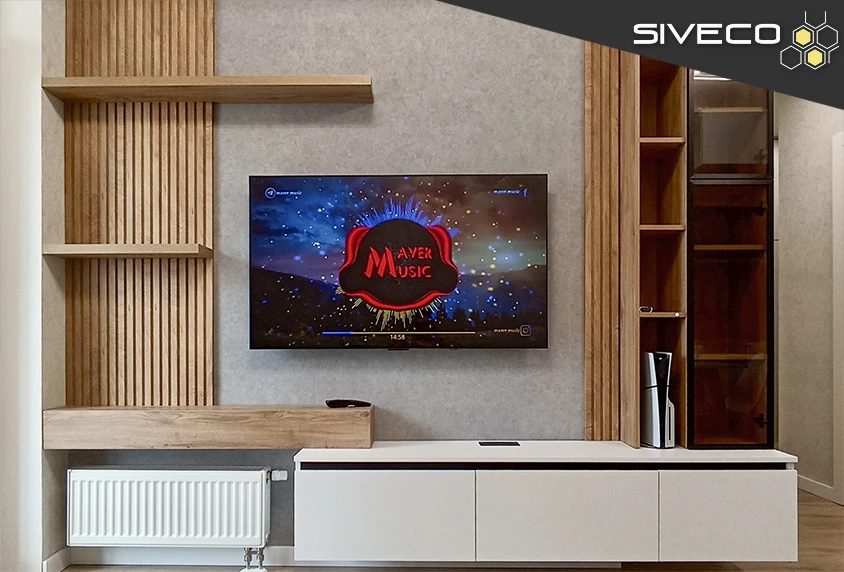 Тумба під телевізор із вбудованою вітриною