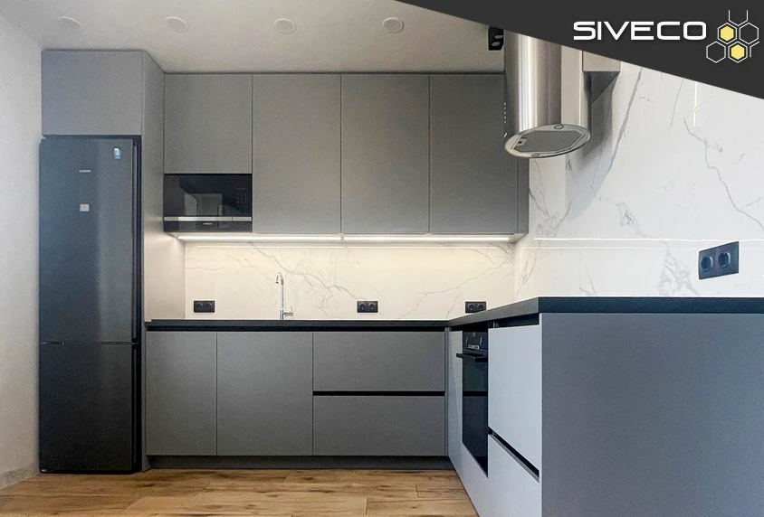 Кутова кухня в кольорі графіт