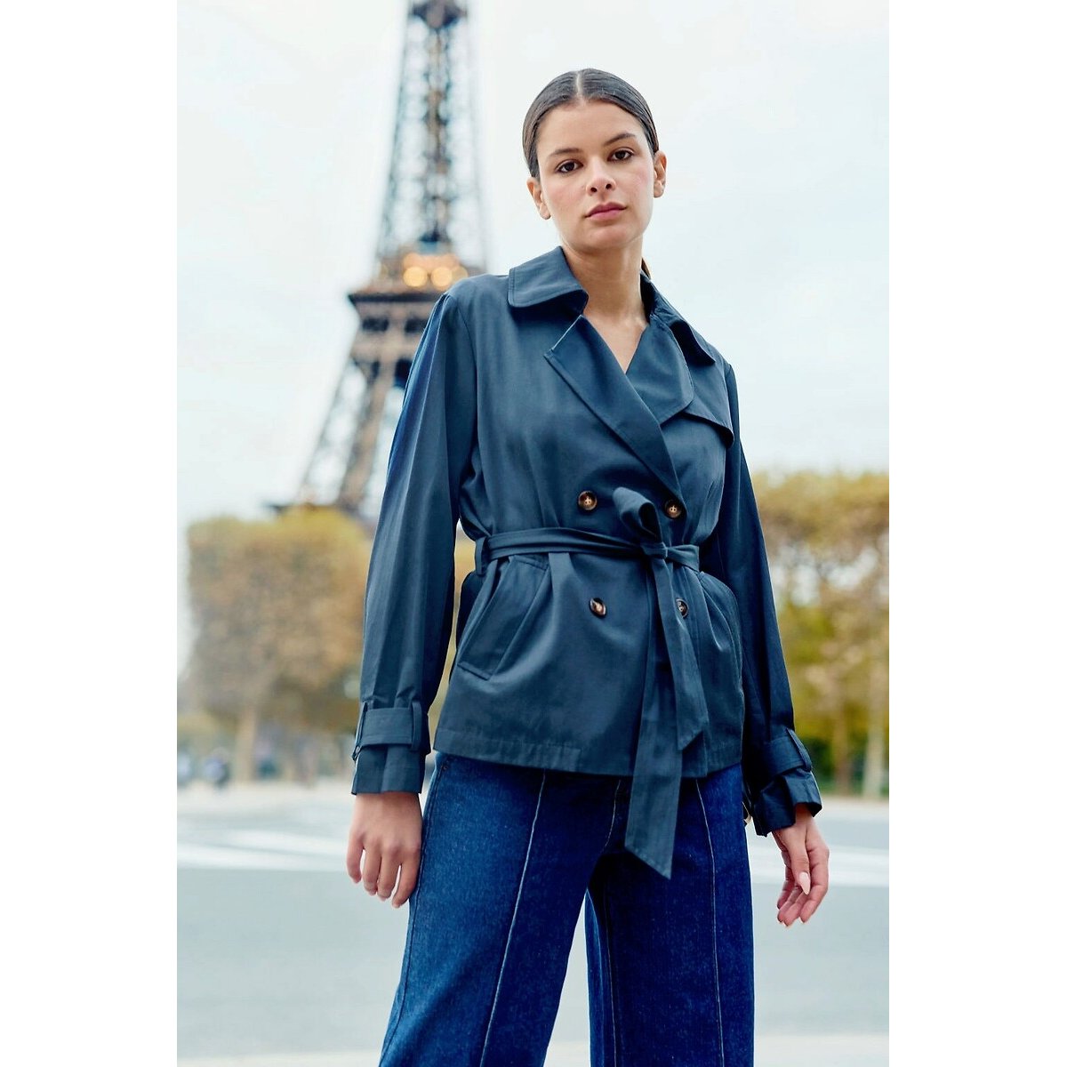Trench bleu sarcelle tendance automne hiver