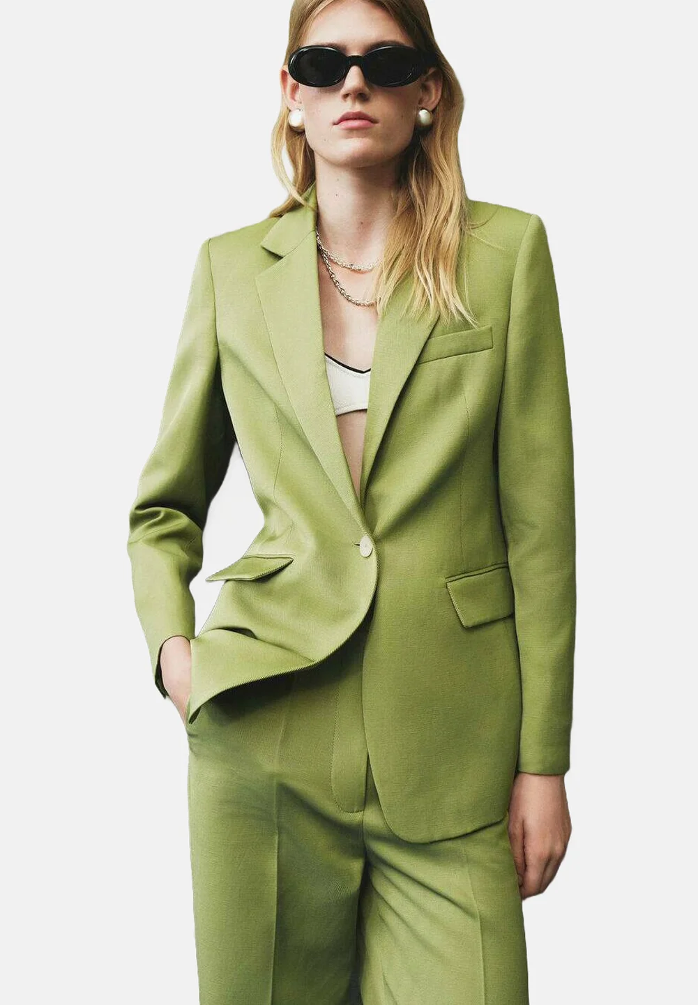 veste blazer vert pistache tendance automne 2025
