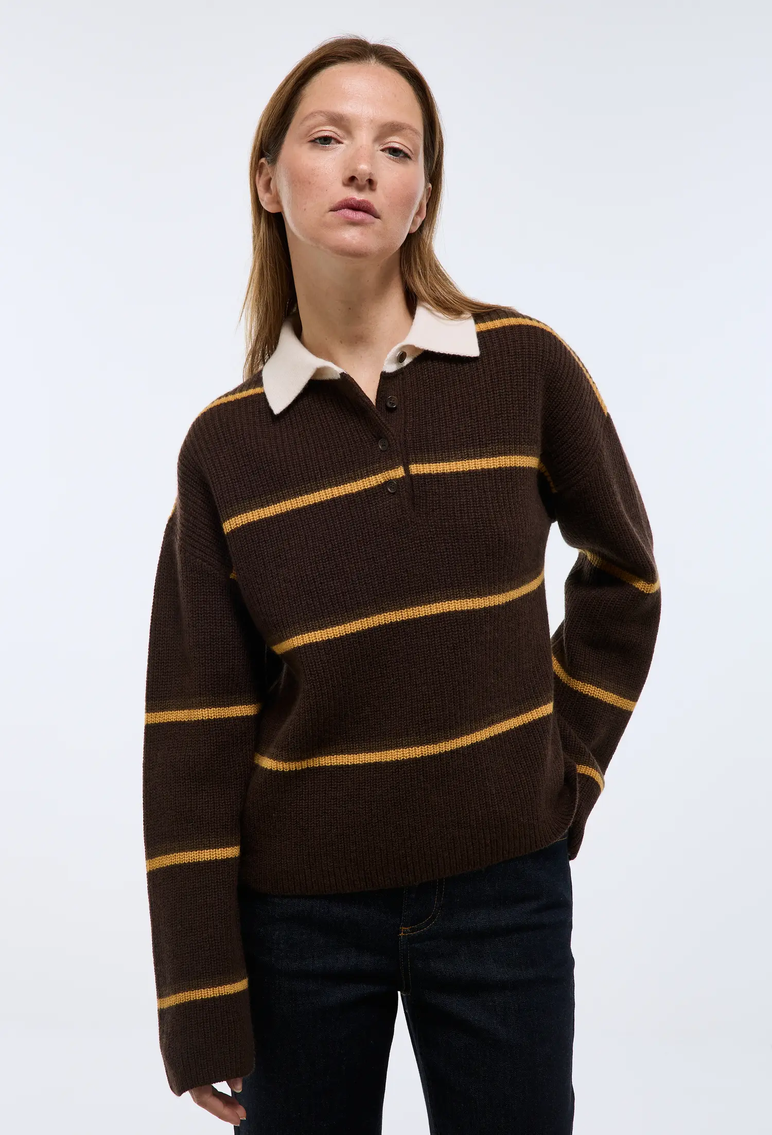 polo rayé en maille tendance automne hiver 2025