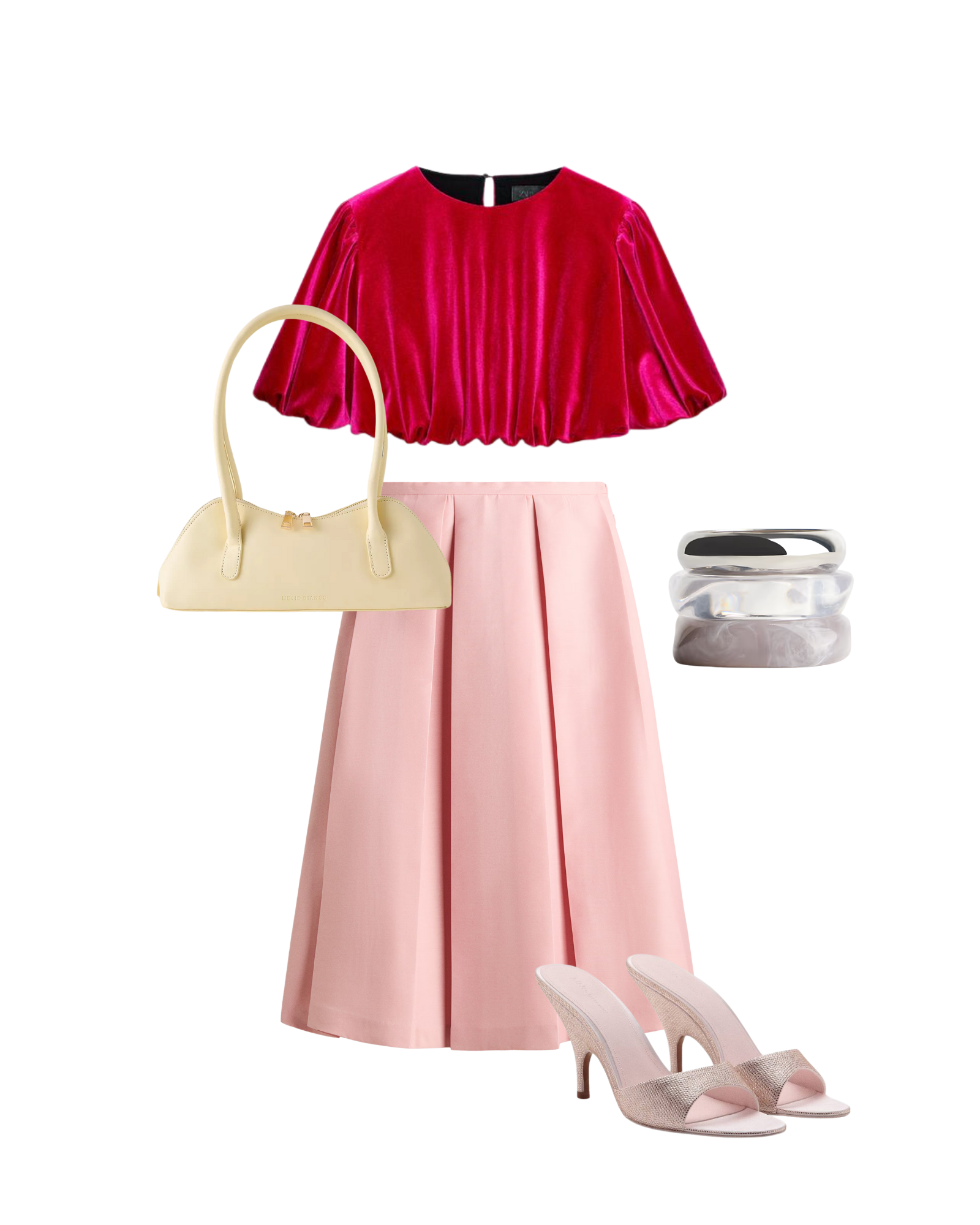 Colorful pink and yellow party look