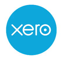 Xero company logo in white text on a blue circular background.