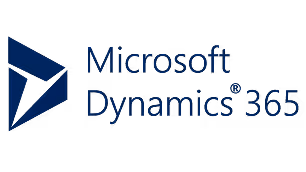Microsoft Dynamics 365 logo with geometric icon and text.