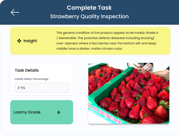 Dashboard showing 75 percent suppliers fully approved with a gauge and table listing Fresh Express with 4 outstanding tasks, 60 percent approval rate, status Approved; Fresh Berry with 2 outstanding tasks, 72 percent approval rate, status Rejected in red.