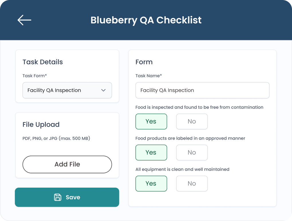 Dashboard showing 75 percent suppliers fully approved with a gauge and table listing Fresh Express with 4 outstanding tasks, 60 percent approval rate, status Approved; Fresh Berry with 2 outstanding tasks, 72 percent approval rate, status Rejected in red.