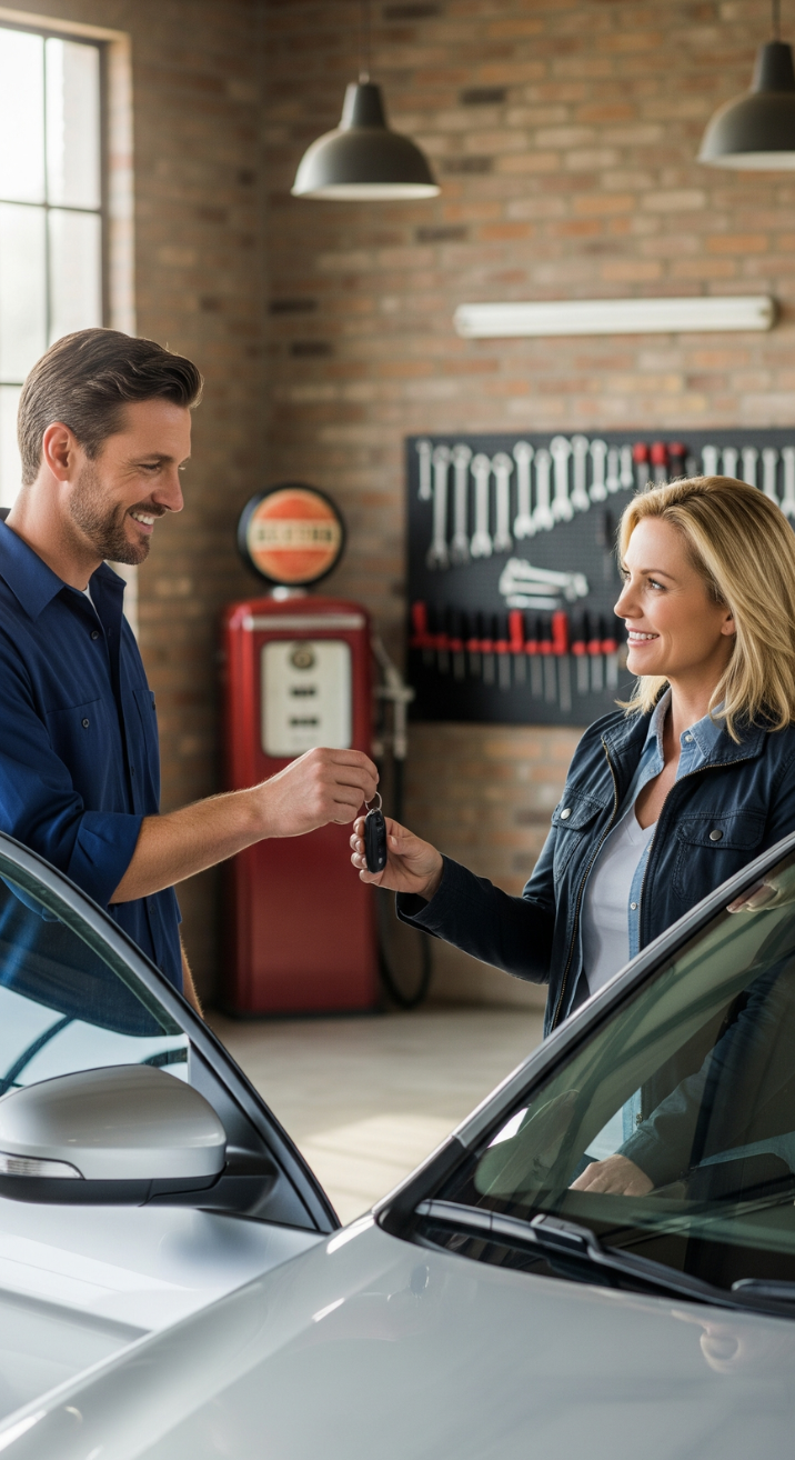 image of staff consulting a customer (for an automotive service)