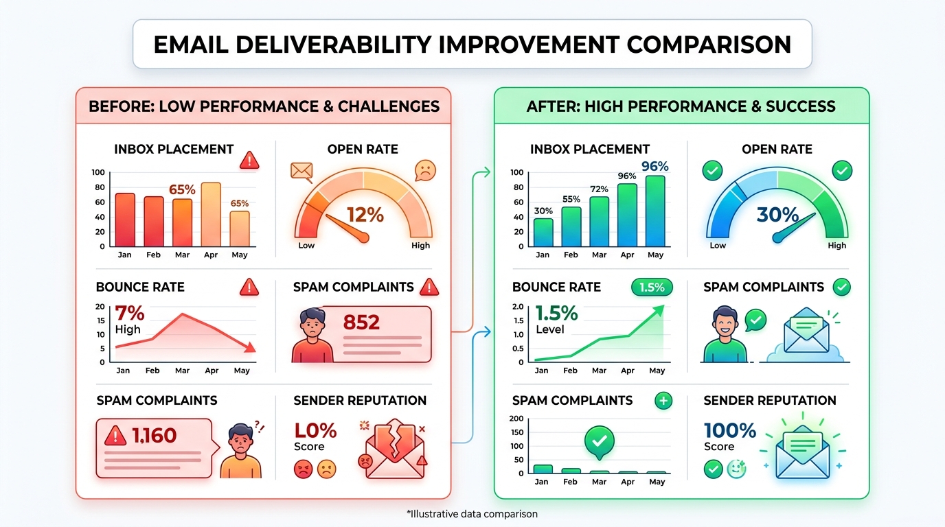 Email deliverability improvement chart