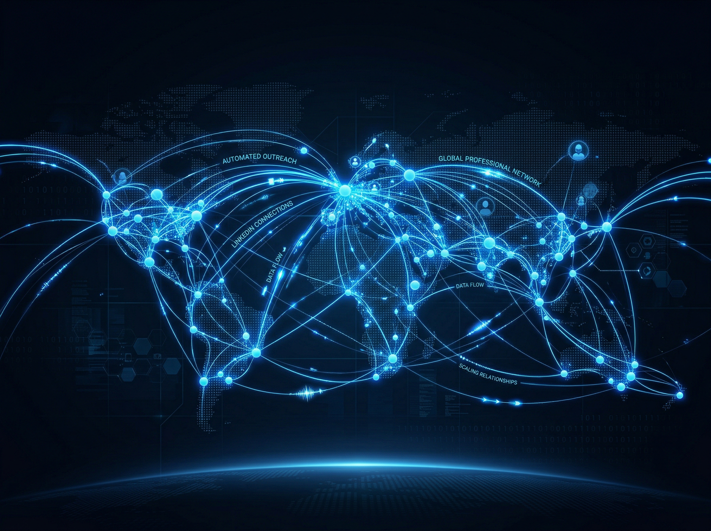 Network visualization showing automated LinkedIn outreach connections