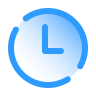 Blue clock icon showing the time at approximately 3:00.