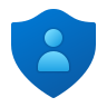 Blue shield icon with a user silhouette in the center.