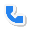 Blue and white phone handset icon