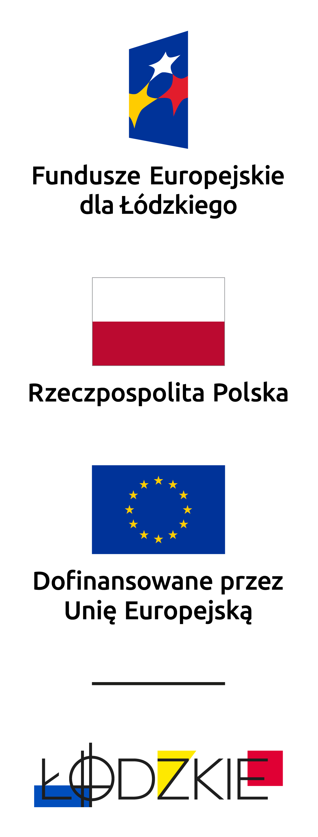 Fundusze Europejskie dla Łódzkiego, Rzeczpospolita Polska, Dofinansowane przez Unię Europejską, Łódzkie — układ pionowy