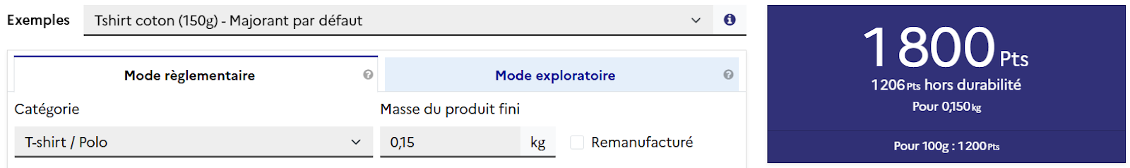 Capture d'écran de l'outil écobalyse
