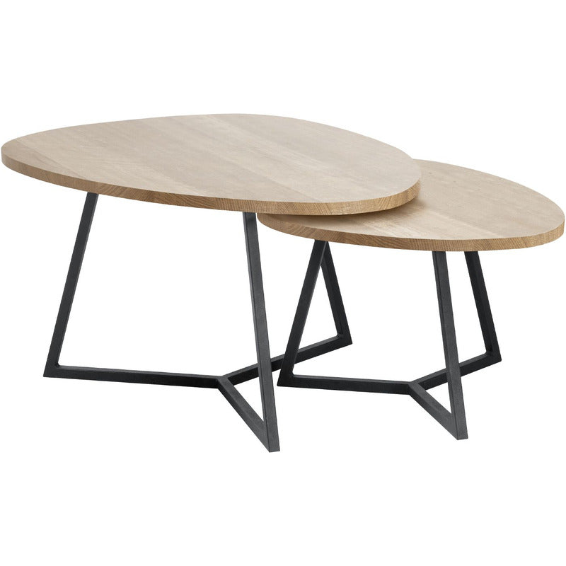 Salontafelset Locarnio 40 en 52 cm organisch fresh oak