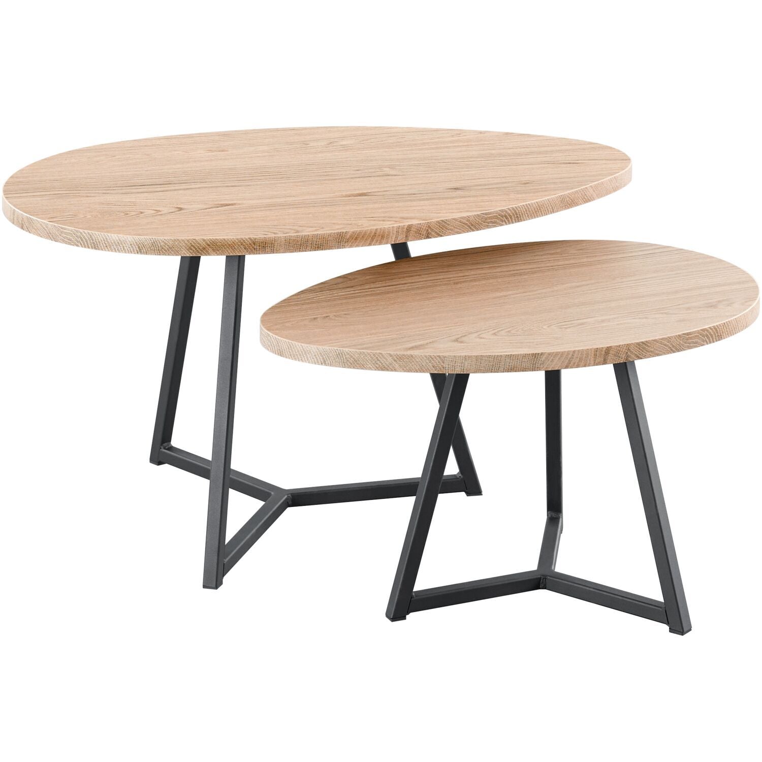 Salontafelset Locarnio 40 en 52 cm organisch misty oak