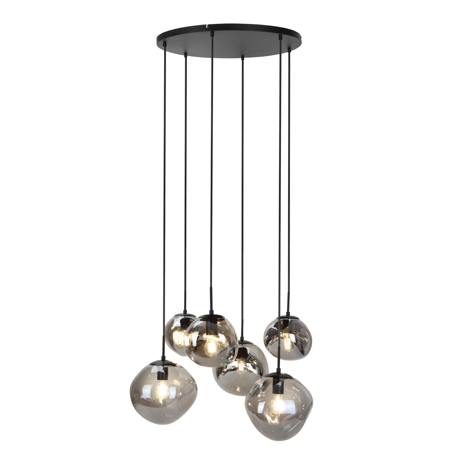 Hanglamp Macato zwart smoke glas 6-lichts
