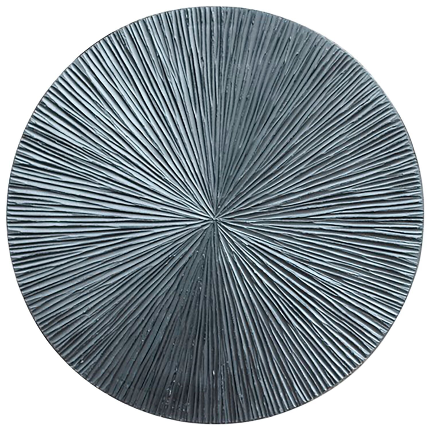 Wandornament Pictura 60 cm rond gestreept zilver