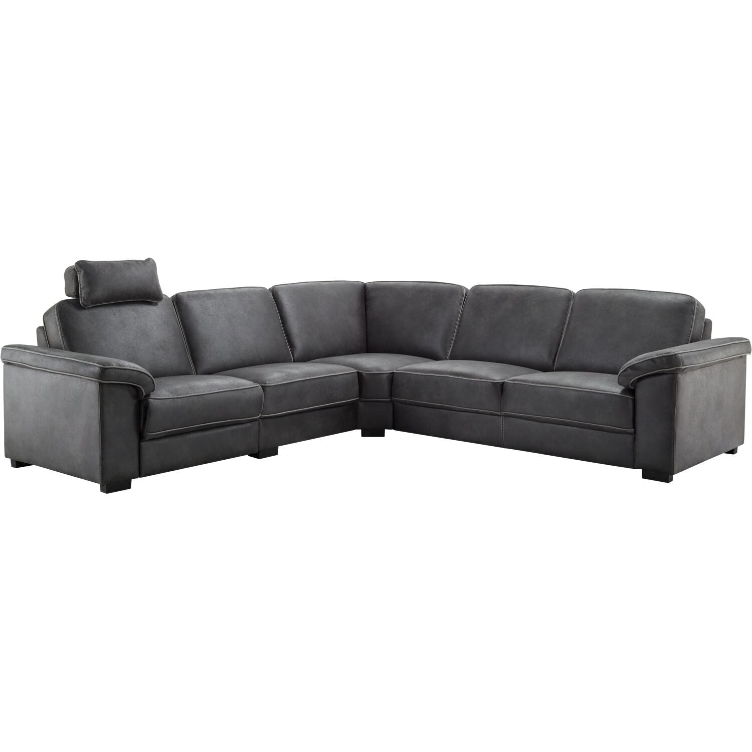 Hoekbank Candelas antraciet met hoofdsteun basic comfort
