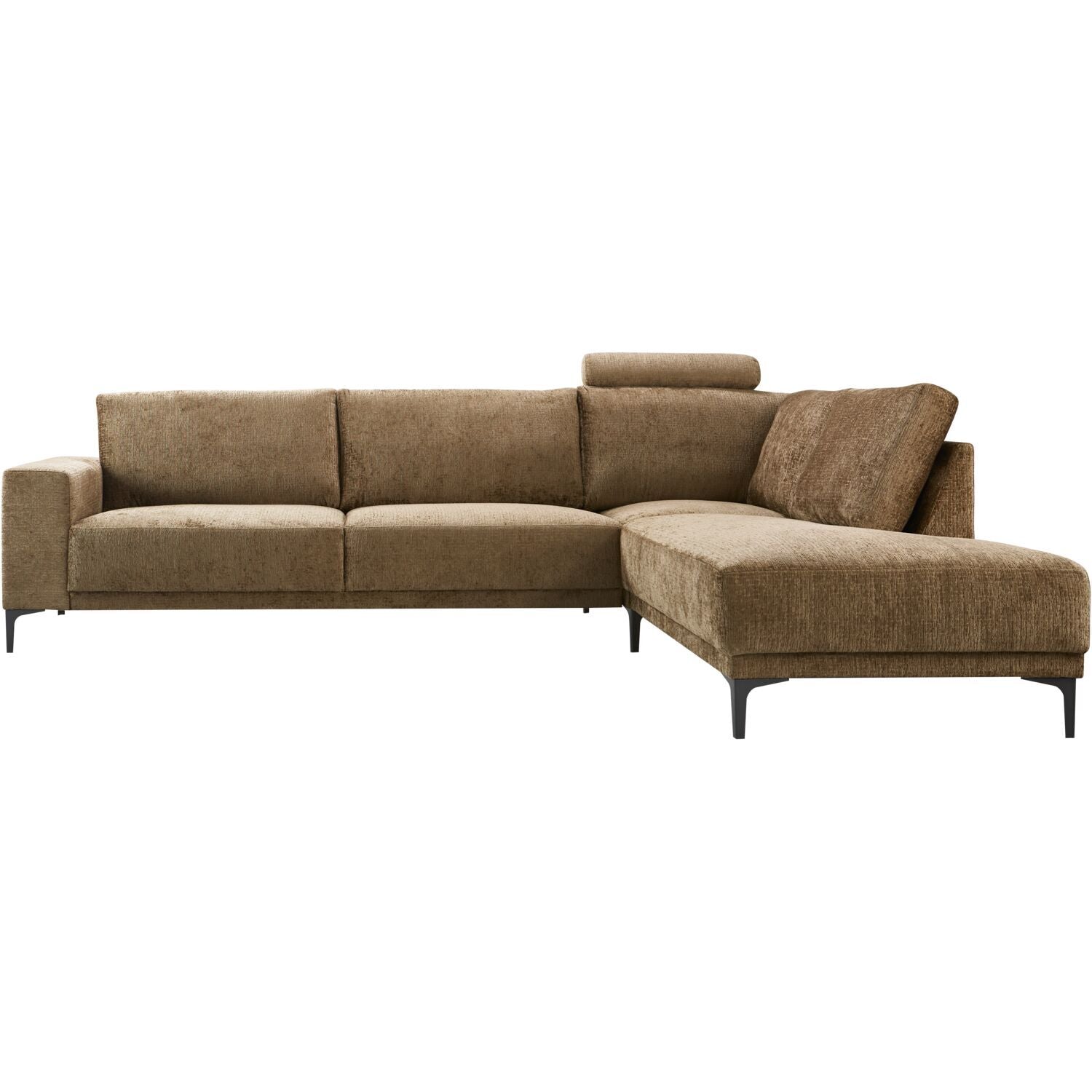 Hoekbank rechts Clanton bruin basic comfort met hoofdsteun