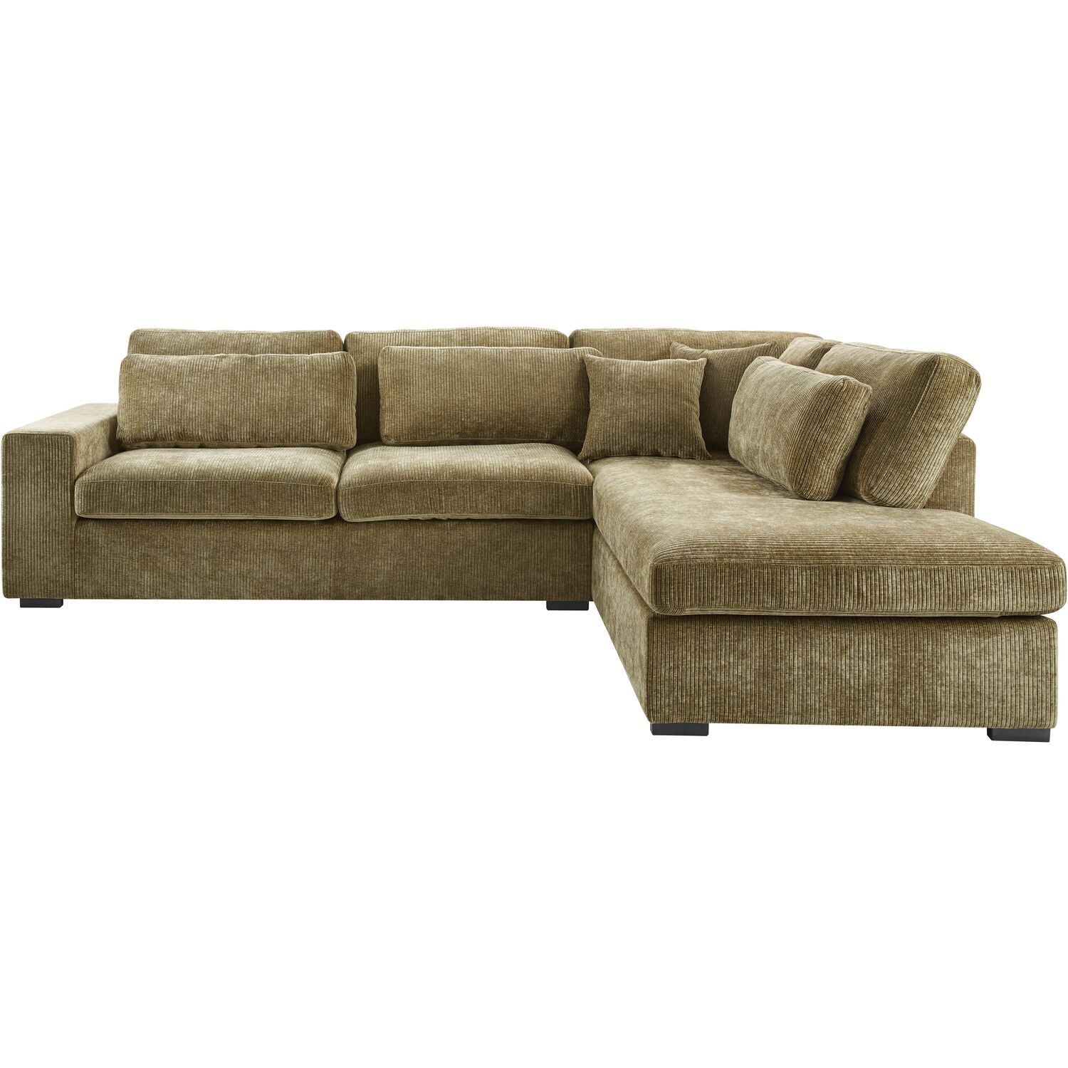 Hoekbank rechts Yukom groen met kussen basic comfort