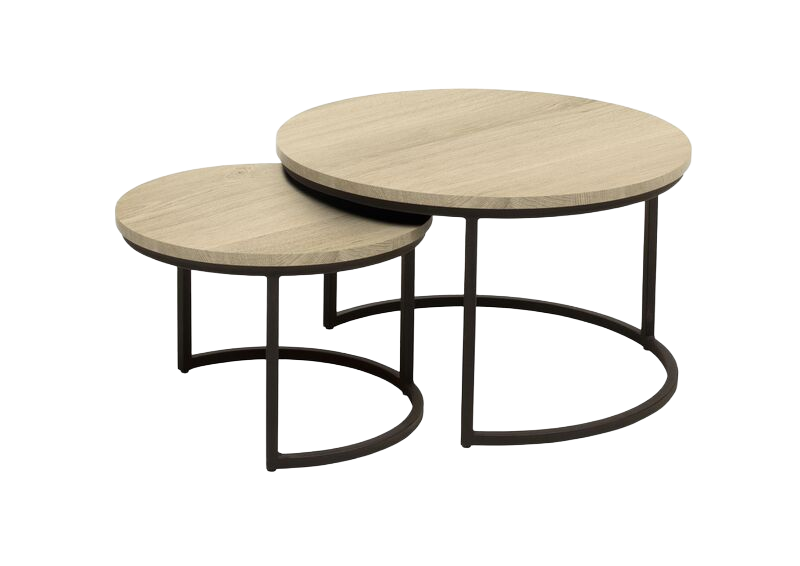 Salontafelset Lunata 55 en 75 cm rond fresh oak