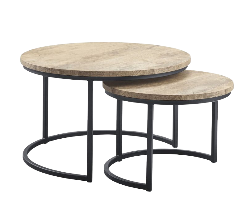 Salontafelset Lunata 55 en 75 cm rond barley