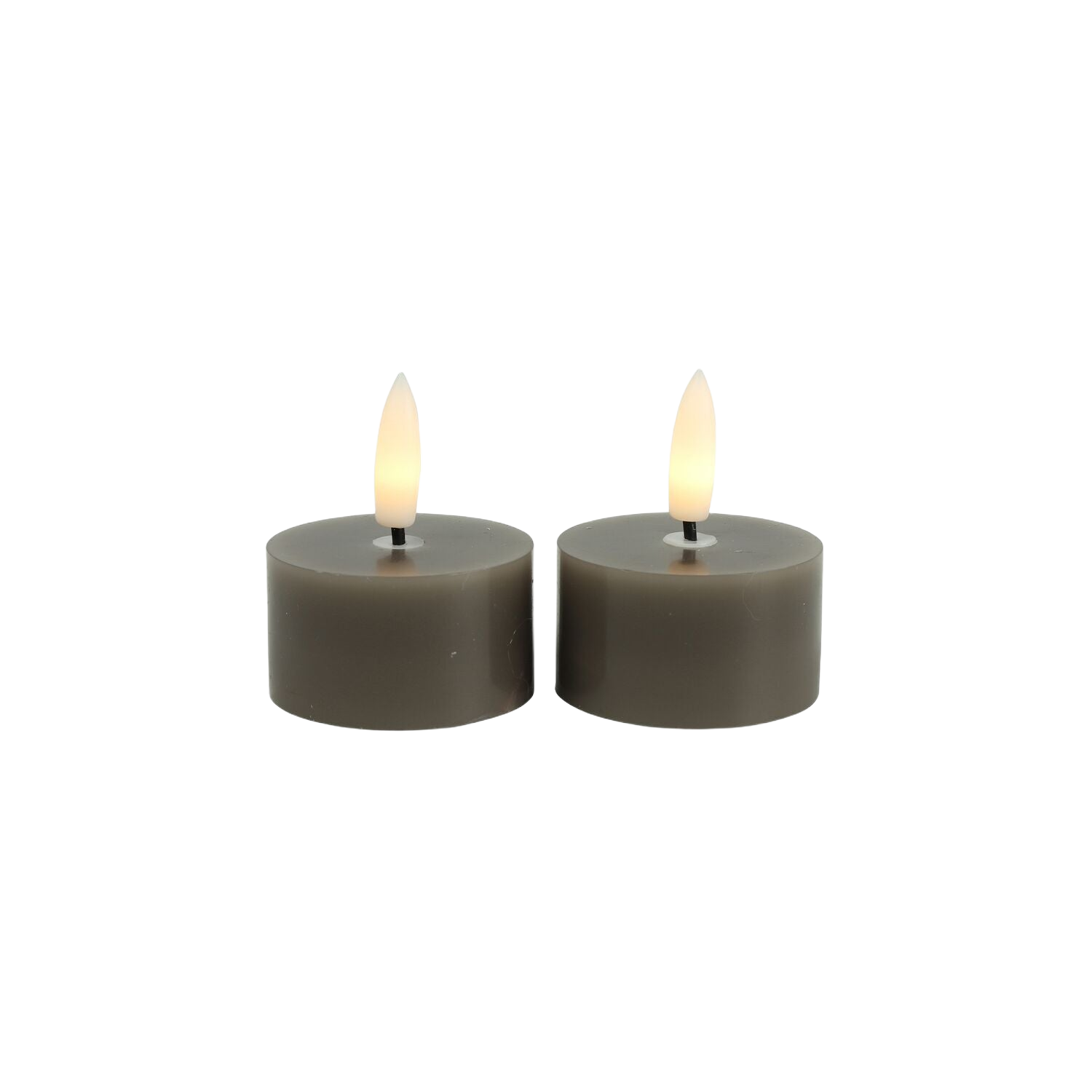 Theelicht Benevento Led grijs 4 cm rond set van 2