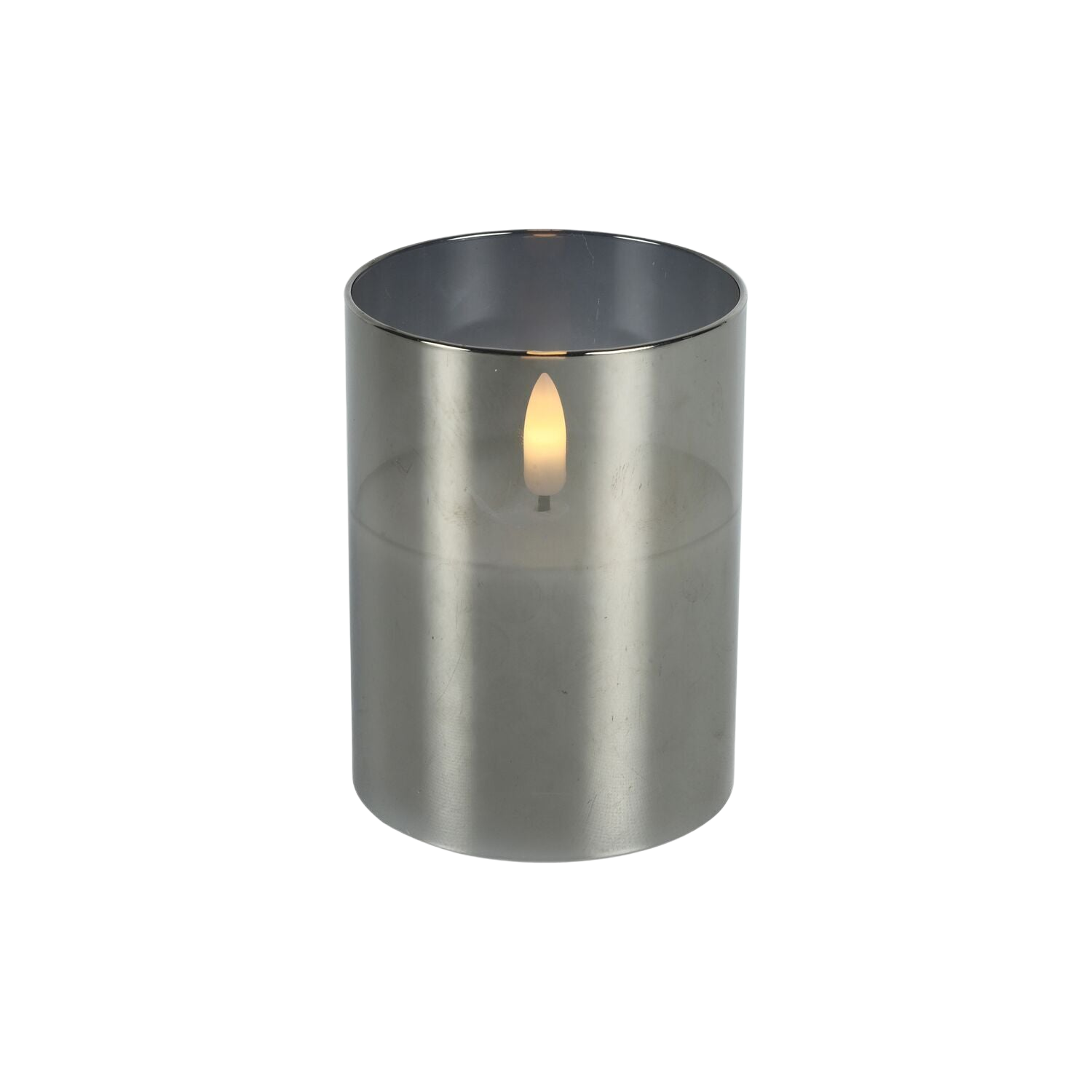 Kaars Caposele Led small grijs glas rond