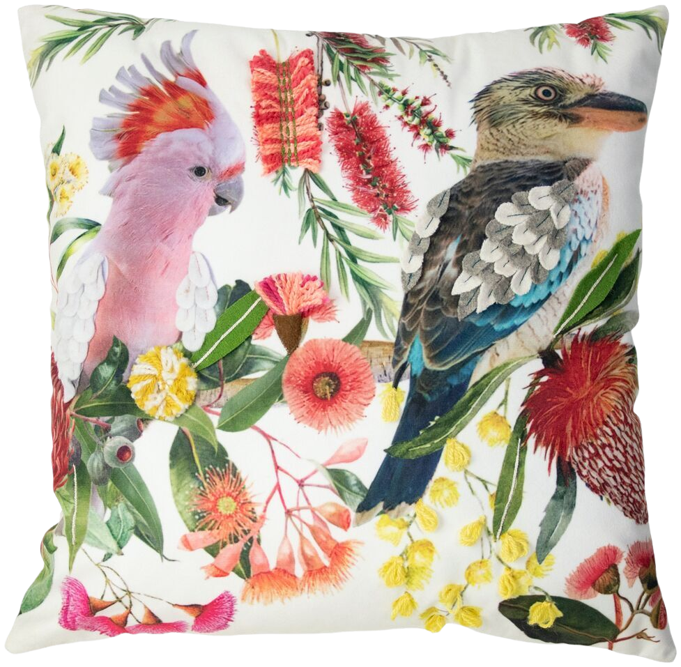 Sierkussen Faicchio vogels 45x45cm roze