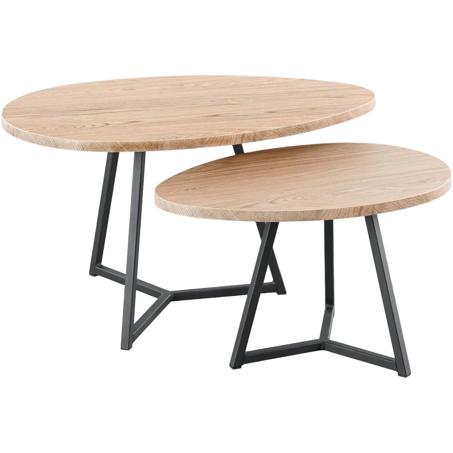 Salontafelset Locarnio 40 en 52 cm organisch misty oak