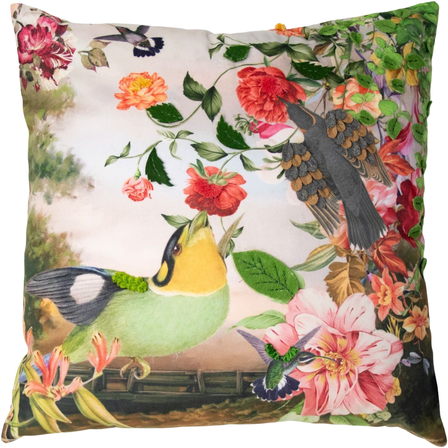 Sierkussen Faicchio vogel 45x45cm groen