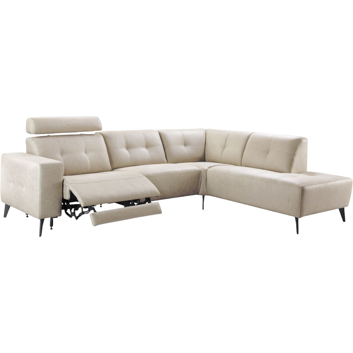 Hoekbank rechts Piorino pocketvering lichtgrijs relaxfunctie
