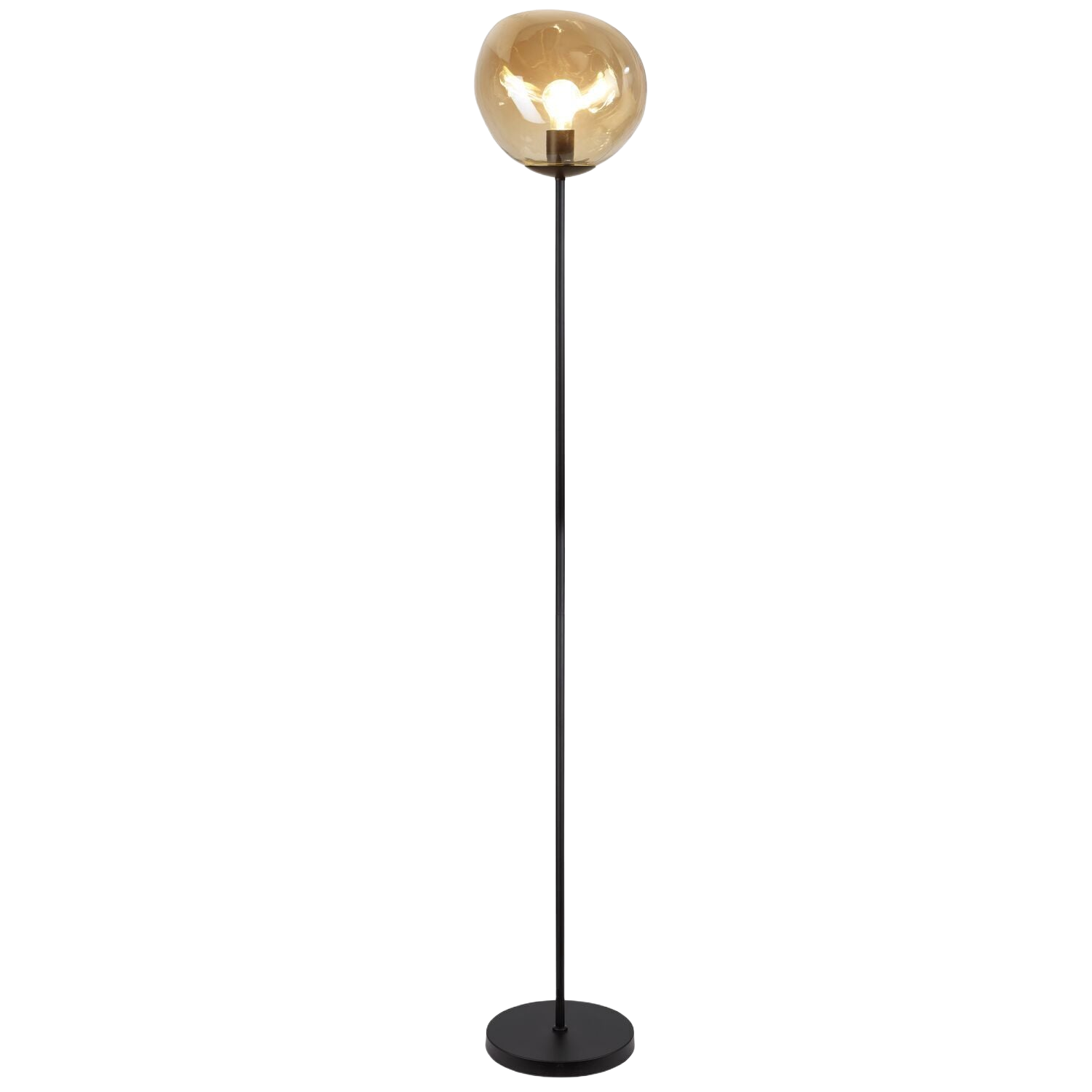 Vloerlamp Macato zwart amber glas 1-lichts