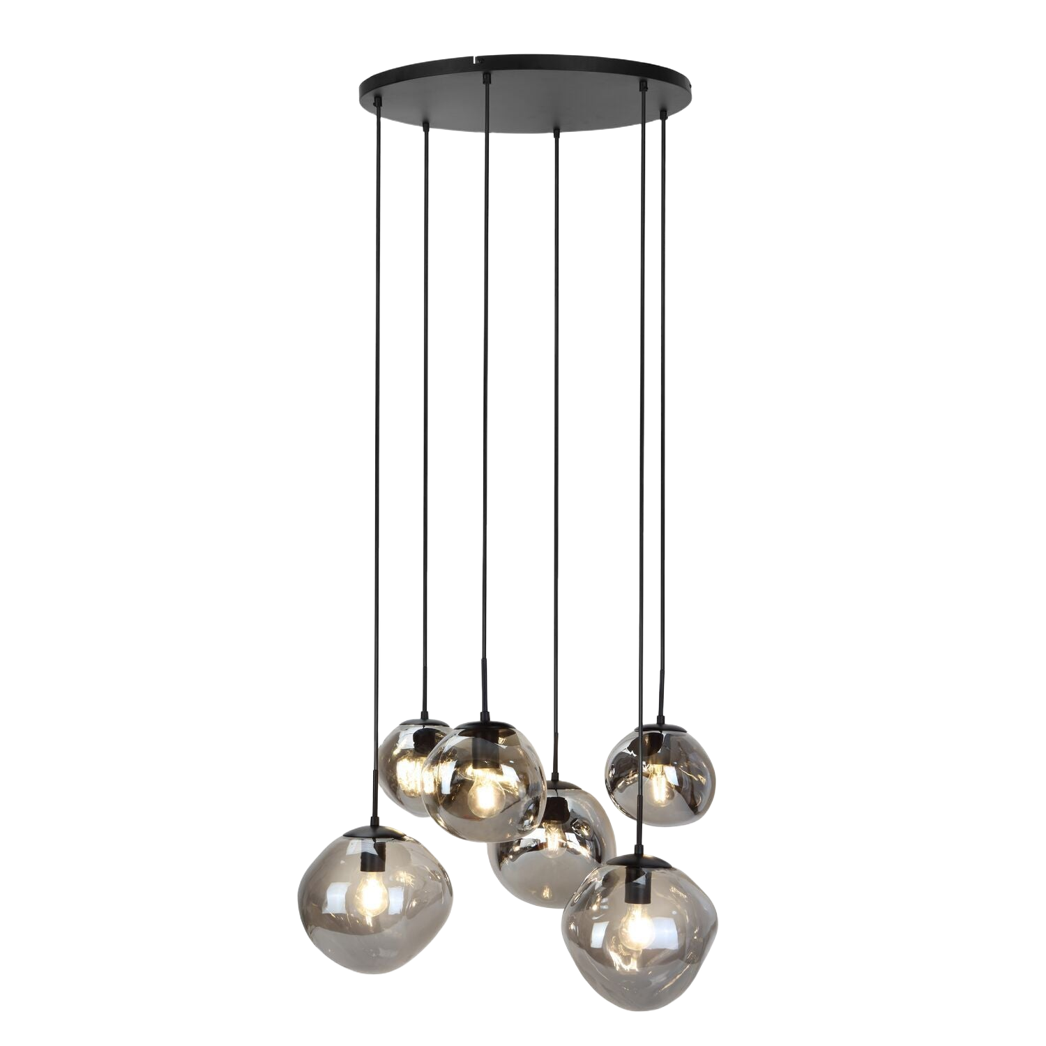 Hanglamp Macato zwart smoke glas 6-lichts