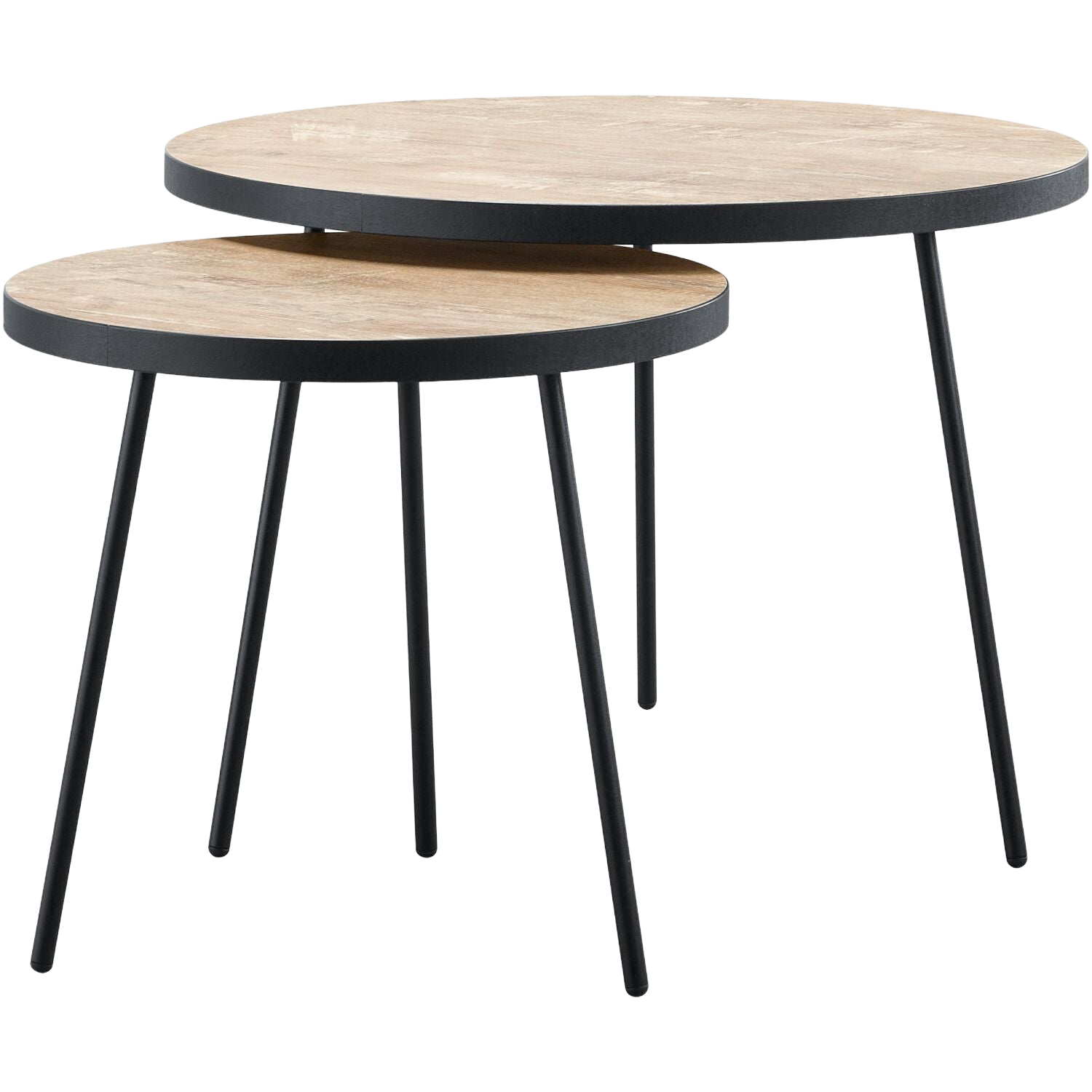 Bijzettafelset Zena orange teak 50 en 70 cm rond