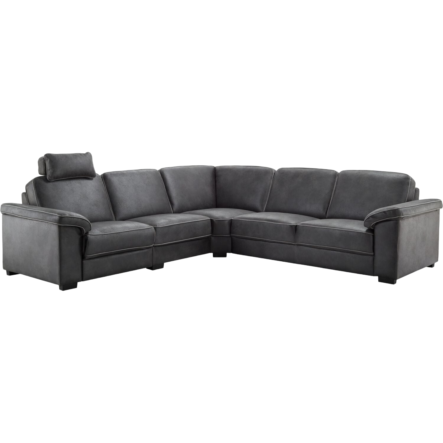 Hoekbank Candelas antraciet met hoofdsteun basic comfort
