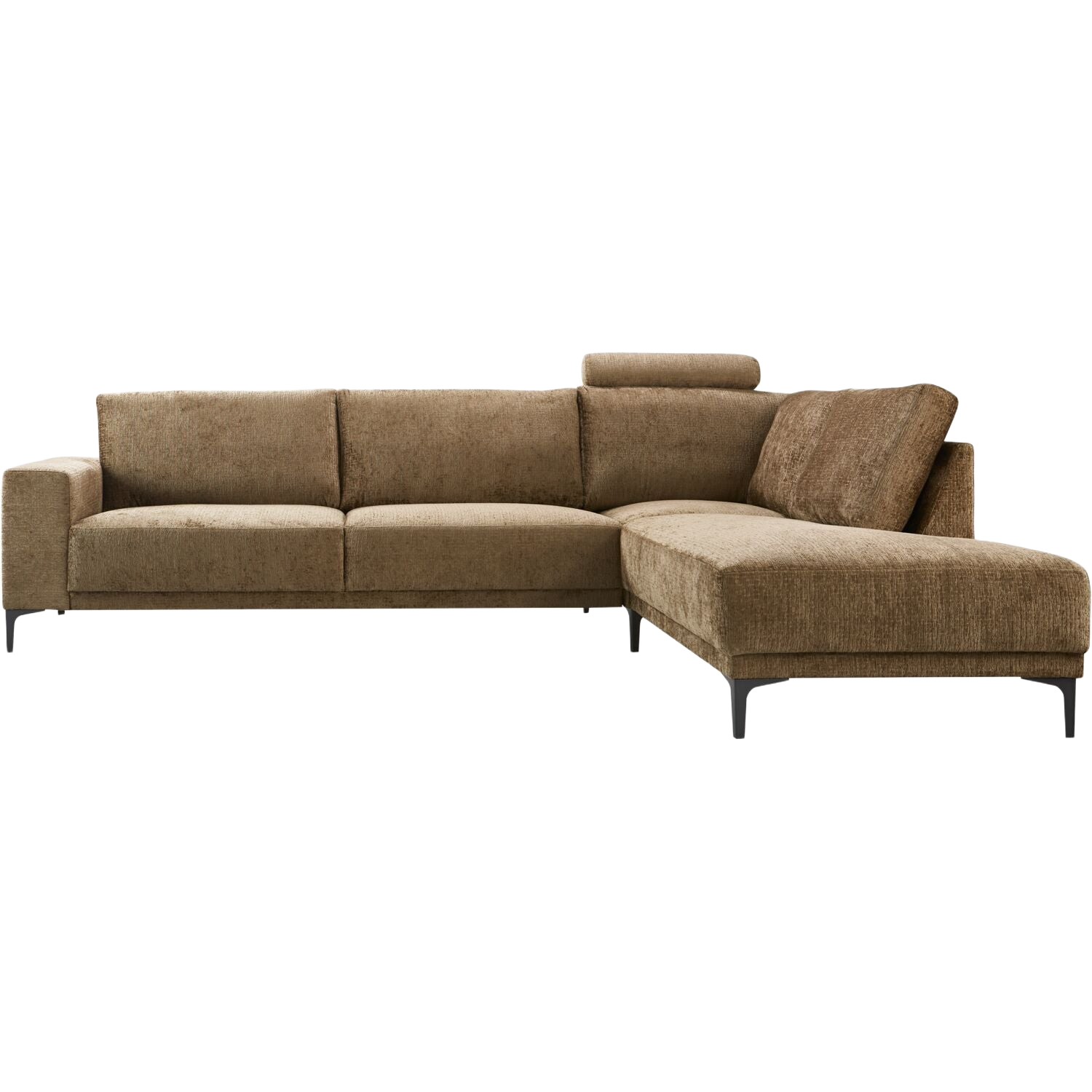 Hoekbank rechts Clanton bruin basic comfort met hoofdsteun