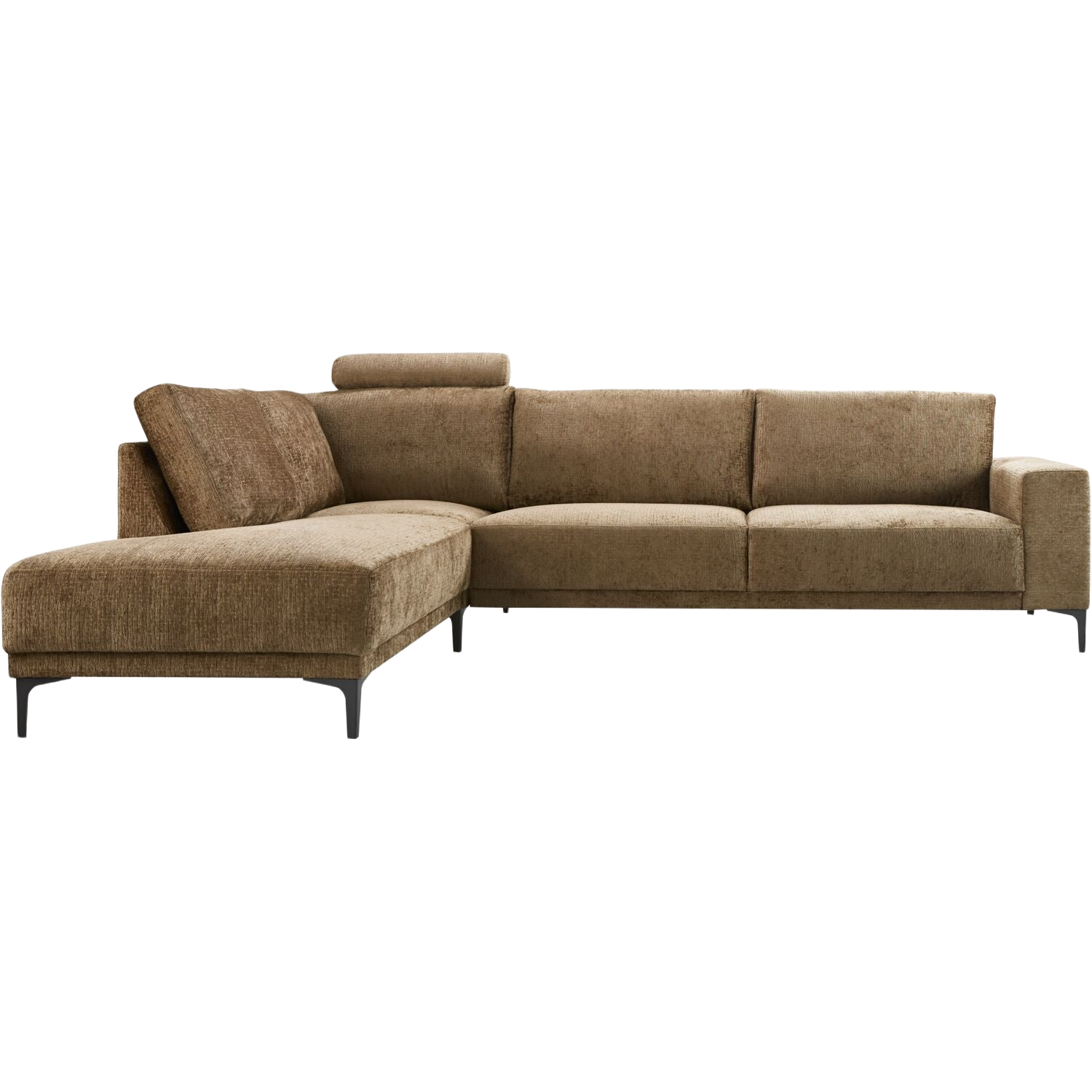 Hoekbank links Clanton bruin basic comfort met hoofdsteun