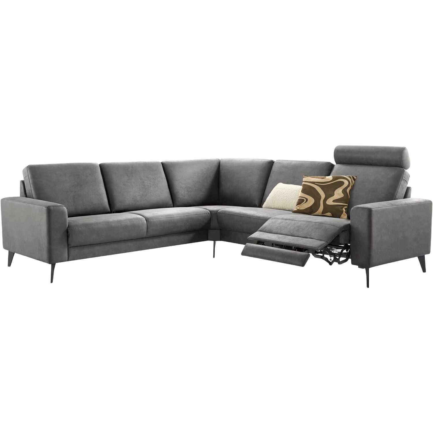 Hoekbank links Nyborg microleder antraciet relaxfunctie premium comfort