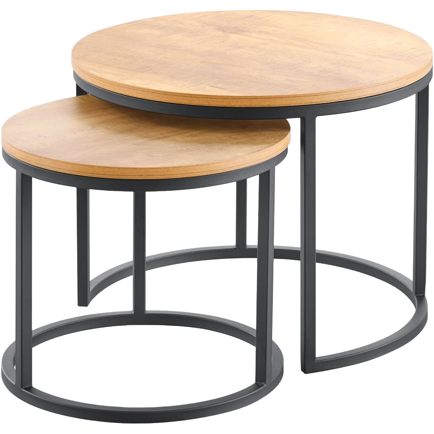 Bijzettafelset Budrio lichtbruin 45 en 60 cm rond