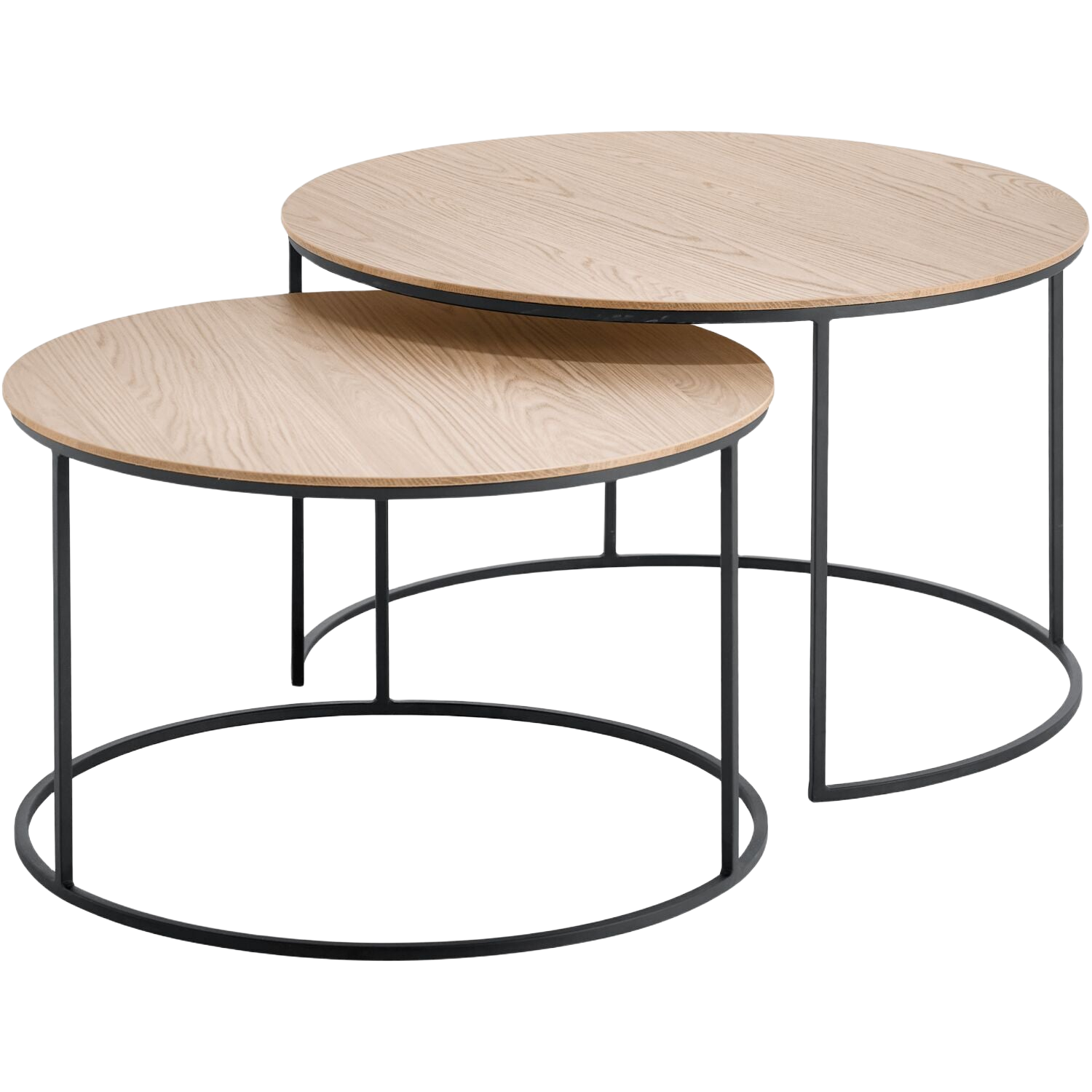 Salontafelset Ferbane misty oak 65 en 75 cm rond