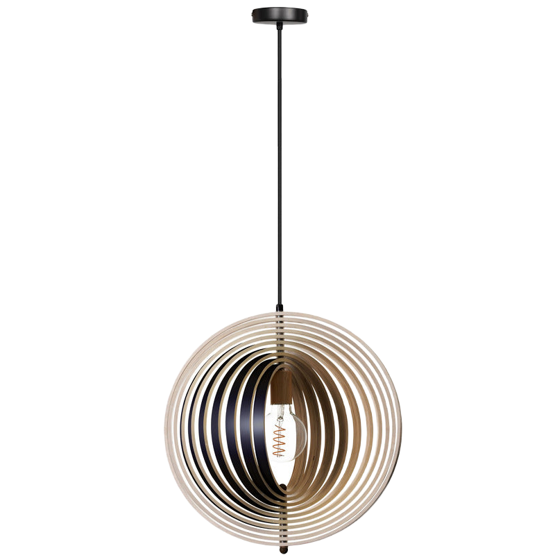 Hanglamp Wodia rond 43,5cm zwart zwart hout