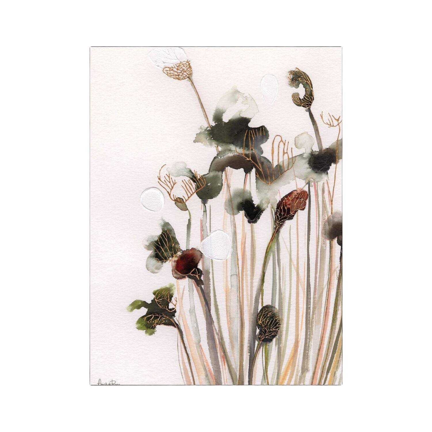 Wanddecoratie Pastel flowers 2 ecru