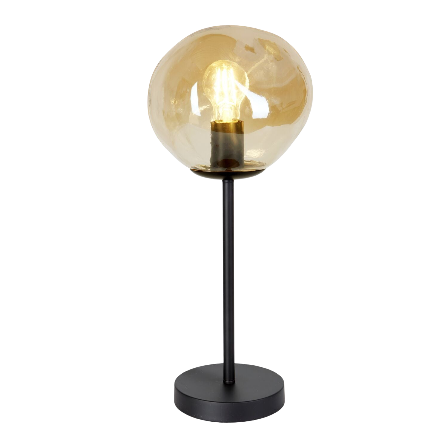 Tafellamp Macato zwart amber glas 1-lichts