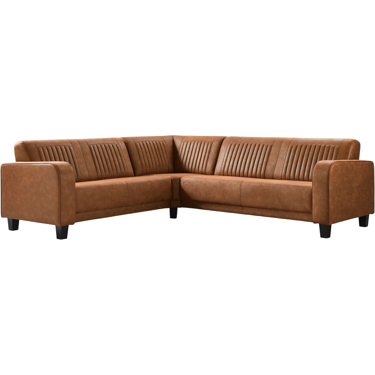 Hoekbank links Mills microleder cognac premium comfort