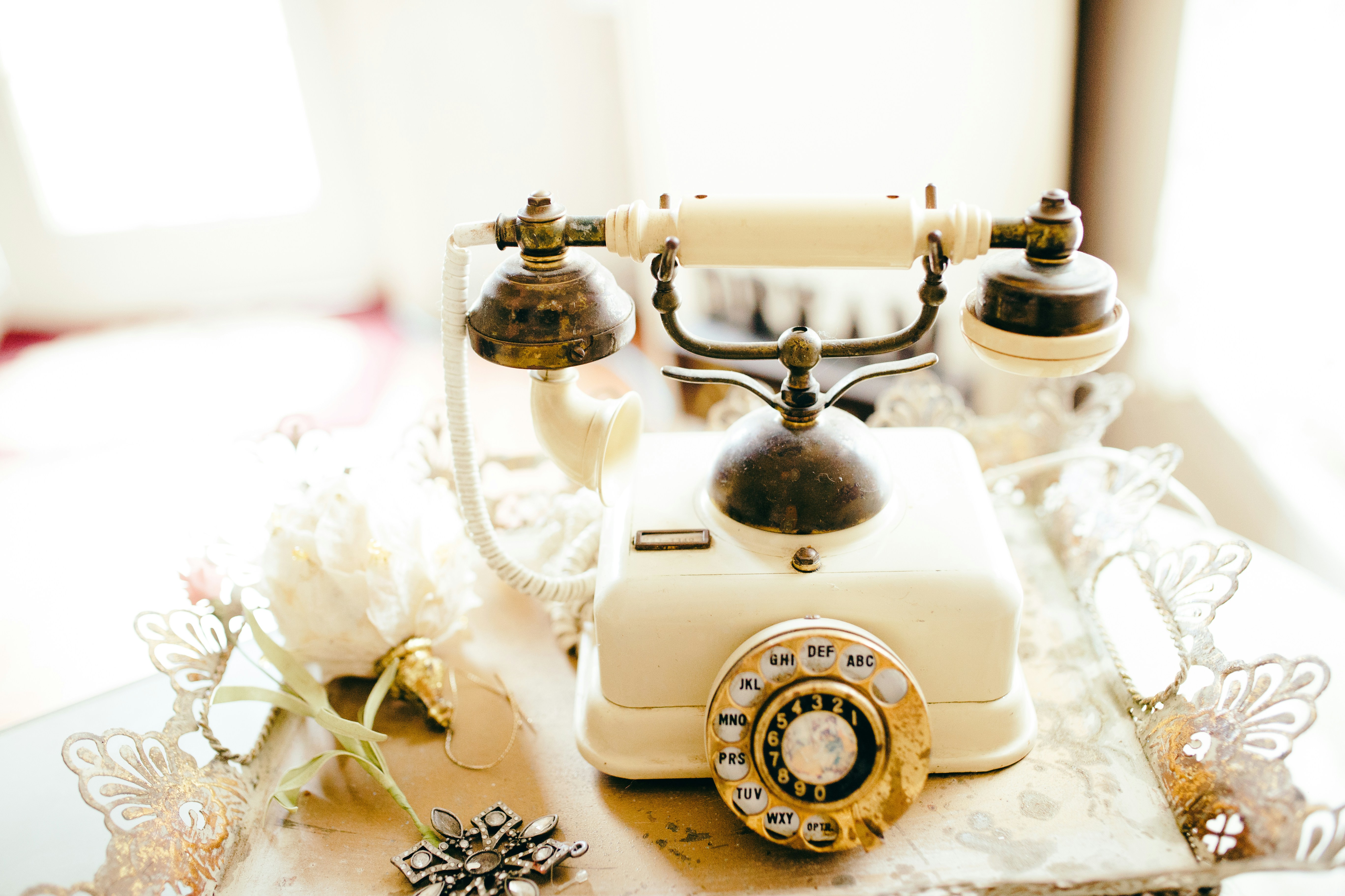 A vintage rotary telephone