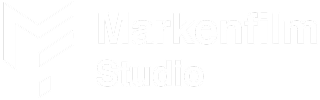 Logo von Markenfilm Studio mit abstraktem M-Design und Text rechts daneben.