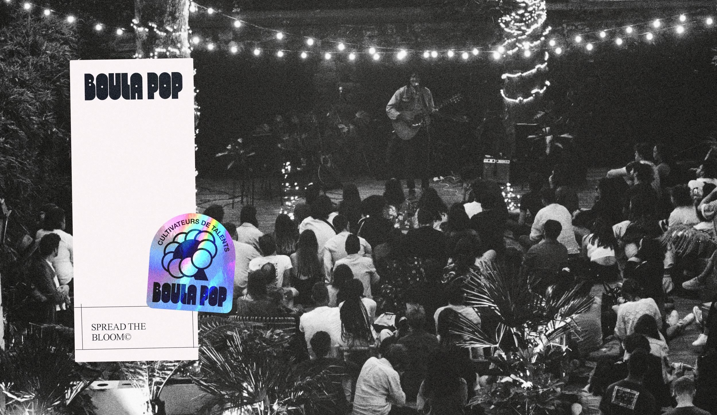 Concert photography and holographic sticker design for Boula Pop, association hosting concerts by emerging artists