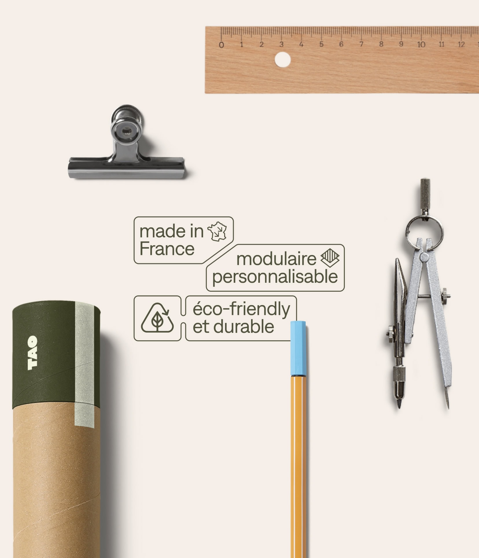 Differents pictograms design branded for Tao Houses, tiny houses construction brand
